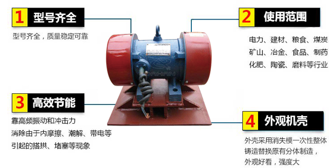 lzf倉壁振動器：1，型號齊全：型號齊全，質量穩定可靠。2，適用范圍：電力，建材，糧食，煤炭，礦山，冶金，食品，制藥，化肥，陶瓷，磨料等行業。3，高效：靠高頻振動和沖擊力消除由于內摩擦，潮解，帶電等引起的塔供，堵塞等現象。4，外觀機殼：外殼采用消失模一次性整體鑄造替換原有分體制造，外觀好看，強度大。